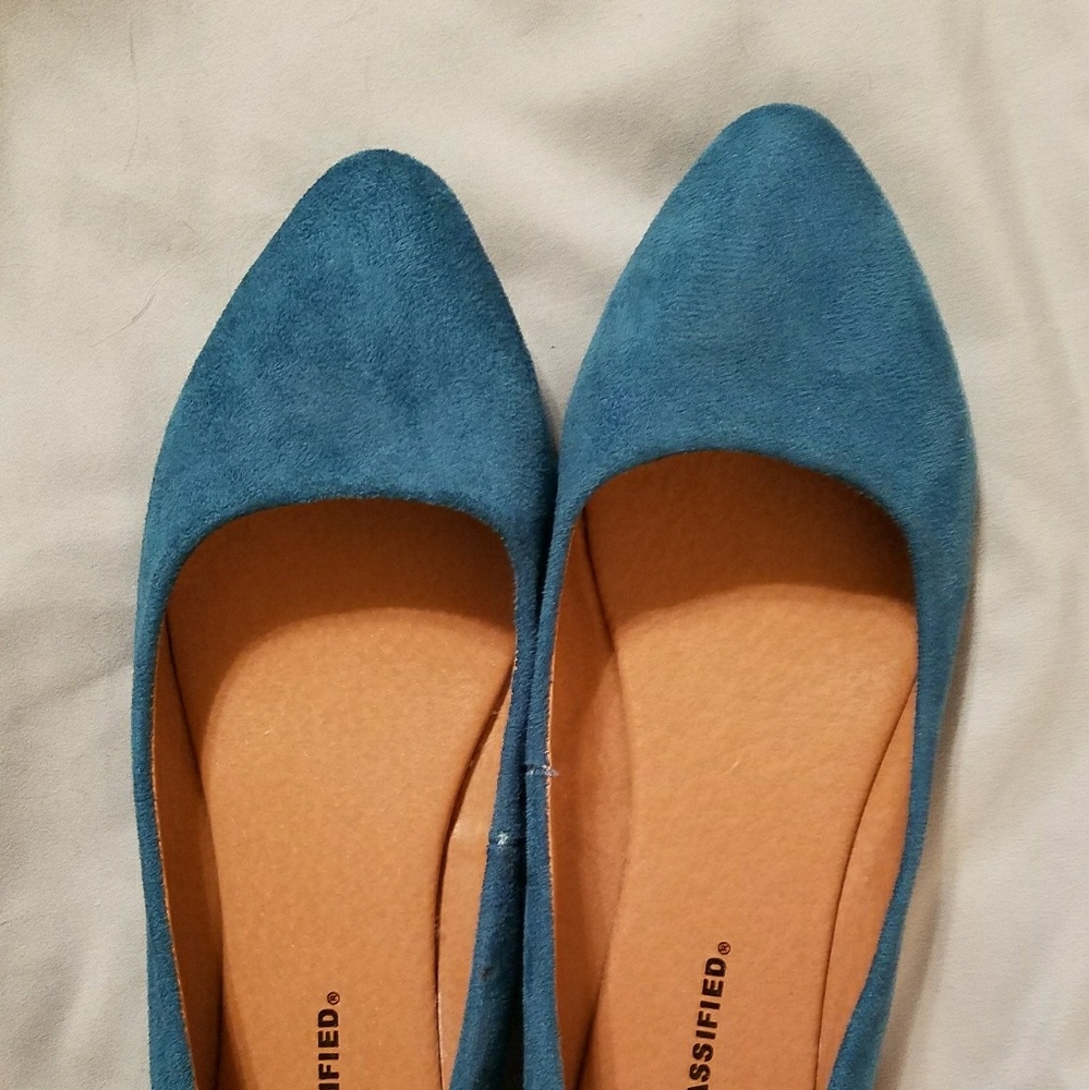 City Classified Teal Suede Flats